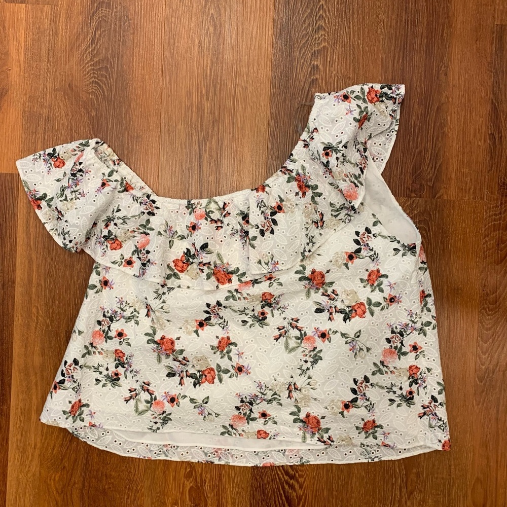 INTERNATIONAL CONCEPTS 2X Floral Top NWOT Asymmetrical Neckline One Shoulder - Picture 2 of 10